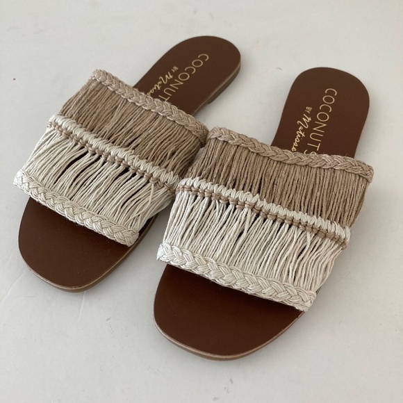 NWOT Coconut By Matisse Anthropologie Watch Out Boho Rope Creme Sandals Sz 8 - Picture 1 of 5